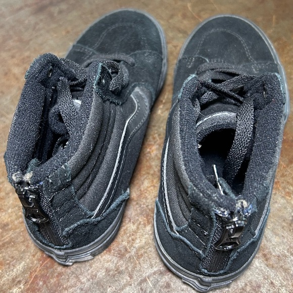 Vans Kid’s Filmore Hi Zipper Lace Up Front Black on Black Suede Canvas Skate - Picture 10 of 12